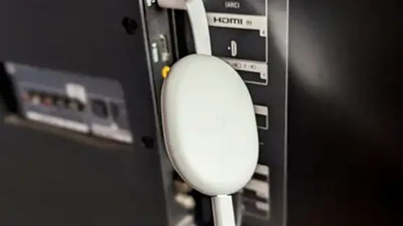 Smartphone casting video wirelessly to a large television screen